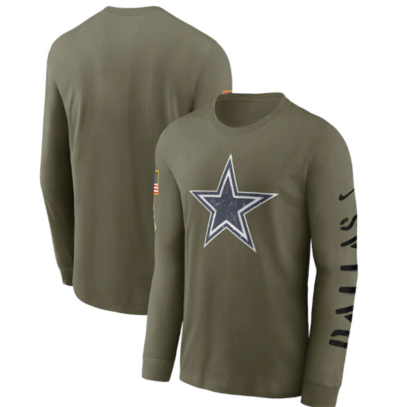 Men's Dallas Cowboys 2022 Olive Salute to Service Long Sleeve T-Shirt